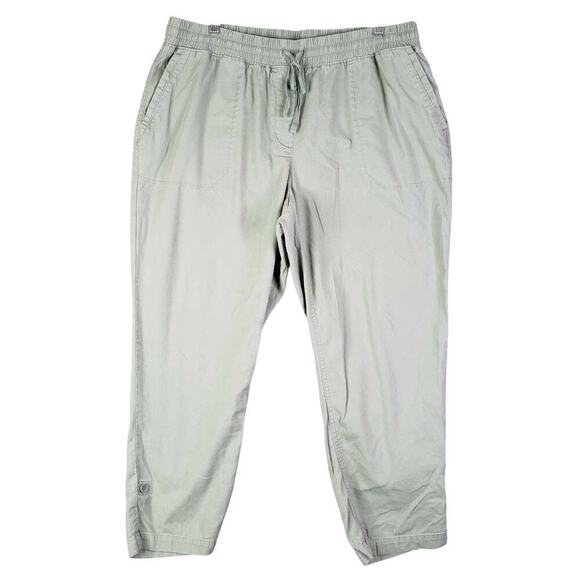 Talbots Pants Women’s Plus Size 1X Green Wide Leg Crop Nantucket Viscose Cotton - Picture 2 of 9